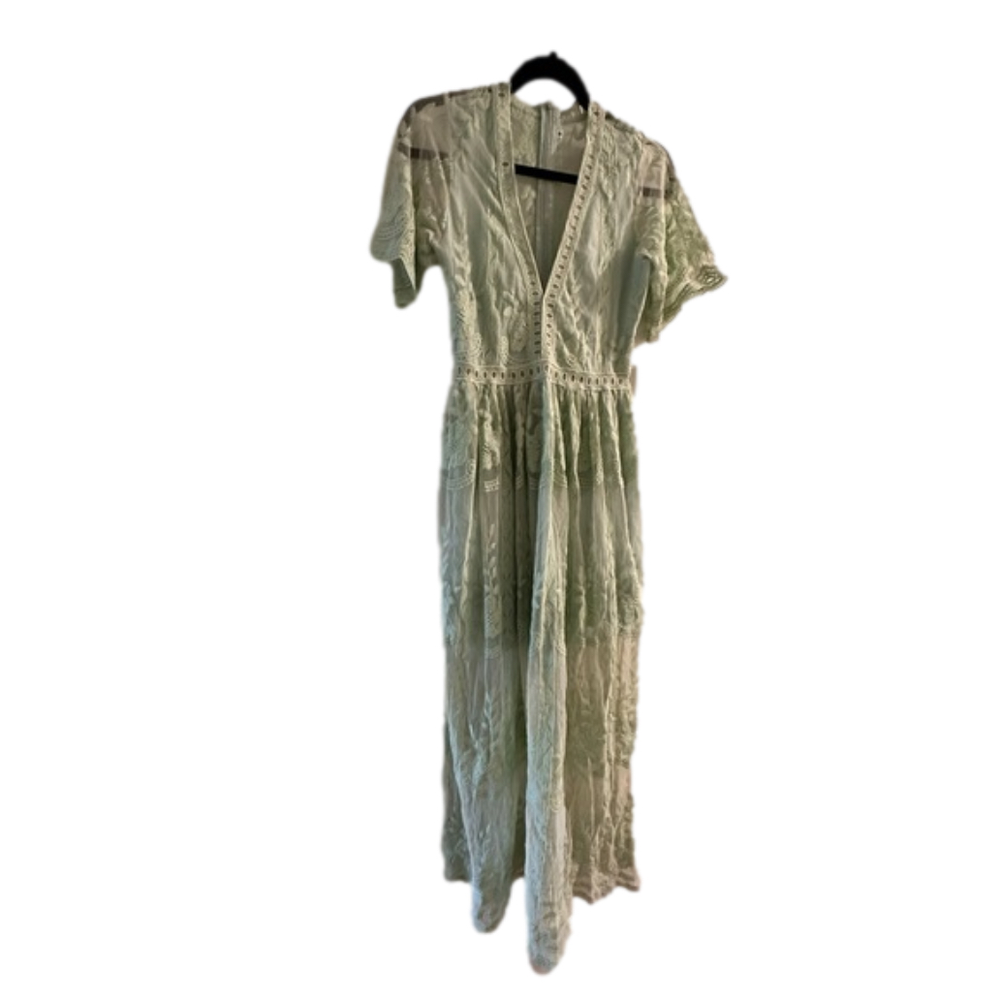 Sea Foam Green Mesh Deep V Dress Brand New Size S - Picture 2 of 5